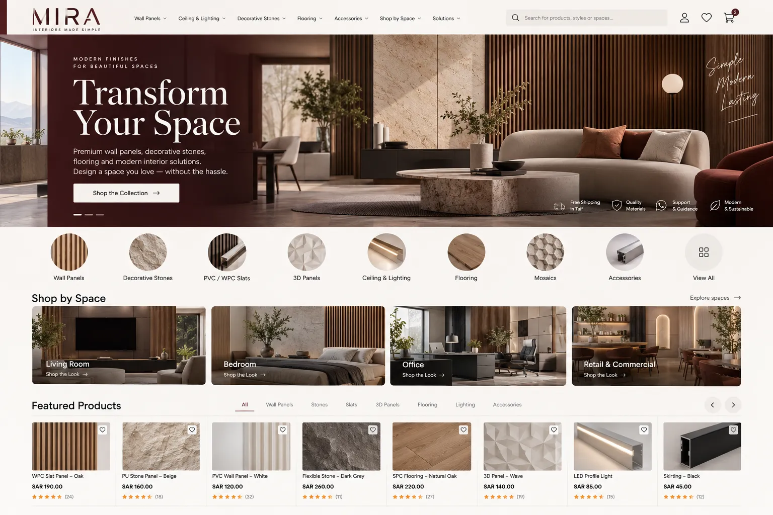MIRA Magento storefront homepage