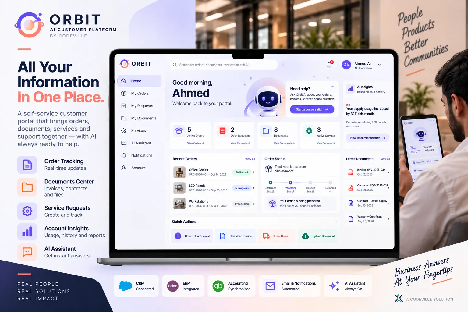 ORBIT customer platform and AI assistant